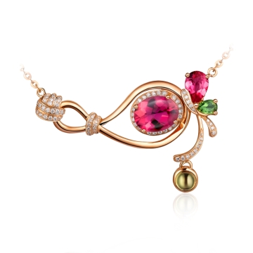 花样年华”系列之18k金碧玺链牌